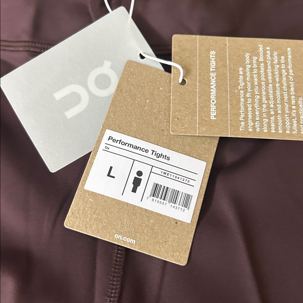 NWT - On Running - Men’s Performance Tights - Maroon - Size Large - Picture 3 of 5